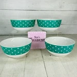 Isaac Mizahi Dot Luxe Green Teal Polka Porcelain Soup Cereal Bowls Set Of 4. Fixed Price $25.49.