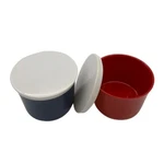Oneida Deluxe Melamine Lidded Bowl Set 2 Navy Blue Red White Vintage Melmac. Fixed Price $14.98.