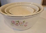 Homer Laughlin Kitchen Kraft Virginia Rose Mixing Bowl Set Of Three. Fixed Price $79.99.