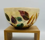 Home Trends Shadowwood Tan Stoneware Leaves Flowers 2 - 6.5" Soup Cereal Bowl. Fixed Price $14.00.