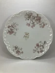 Lanternier Limoges Pink/purple Flower Plate 9 1/2" - Scalloped Edge. Fixed Price $49.99.