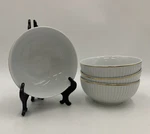 Williams Sonoma Pillivuyt Plisse Gold Trim Cereal Bowls S/4 6" #D344. Fixed Price $156.26.