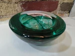 Kosta Boda Green Swirl Atoll Geoda Bowl By Anna Ehrner 7". Fixed Price $39.95.