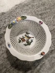 Herend Rothschild Open Weave 4" Basket Bowl Birds Insects Flowers #7376 Euc. Fixed Price $60.00.