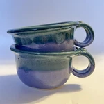 Drip Glaze Stoneware Chowder Soup Mug Bowls Studio Pottery Set Of 2 Signed. Fixed Price $34.99.