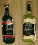 Set 2 Clay Art Cabernet & Chardonnay Wine Bottle Holder Bowls. Fixed Price $23.00.