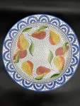 Vintage 16" Clay Art Mosaic Pear Serving Bowl Hand Painted 2001 Stonelite. Fixed Price $45.00.