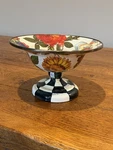 Mackenzie-childs Flower Market White Small Enamel Pedestal Compote Vase Bowl. Fixed Price $125.00.