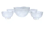 Kosta Boda "party" Organic Leaf Textured Glass Serving Bowl Set. Fixed Price $125.00.