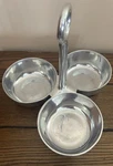 Pottery Barn Barona 3 Section Serving Condiment Bowls Aluminum Large Hosting. Fixed Price $32.99.