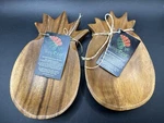 Tropeco Hawaii Brown Pineapple Monkeypod Wood Bowl Set Of 2 Nwt. Fixed Price $16.00.