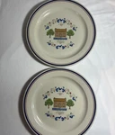 Vintage Newcor 5003M Homespun Stoneware Dinner Plates 10 1/2". Fixed Price $29.99.