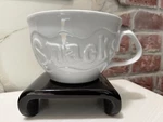 Home Essentials Handled Snack Bowl Large White Ceramic Raised Letters. Fixed Price $18.00.