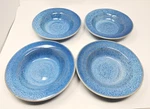 Set Of 4 Gibson Elite Pasta Soup Bowls 8 1/2" - Red Stoneware Blue Glaze. Fixed Price $26.95.