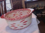 Temp-tations 2-HANDLED Round Bowl "old World" 1.75 Qt Red Cream. Fixed Price $18.00.