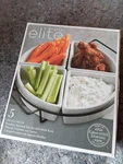 Gibson Elite 5 Piece Porcelain Sectional Wedge Tray Set With Metal Rack. Fixed Price $9.99.
