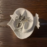 Mud Pie Ceramic Fish Serving Set Platter Divided Dish Tidbit Plate Utensils New. Fixed Price $49.99.