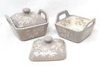 Temp-tations Set Of (2) 10-OZ Lidded Ramekins Floral Lace Taupe T49620. Fixed Price $19.95.