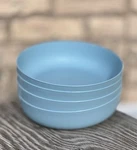 Set Of Mainstays Plastic 42OZ Dinner Bowls Round Interwoven Etched Lt Blue. Fixed Price $14.95.