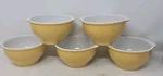 Vintage Over And Back Portugal Stoneware Bowls - Set Of 5 (model 471) Mustard. Fixed Price $51.87.