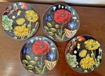 Set Of 4 Pottery Barn Botanica Floral Salad Plates Red Yellow Flowers. Fixed Price $39.95.