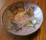 Studio Pottery Bowl Abstract Design Butterfly - Red Clay Artist Signed. Fixed Price $18.00.