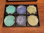 Vtg Japanese Kotobuki Sushi Appetizer 6 Plates Original Box. Fixed Price $45.00.