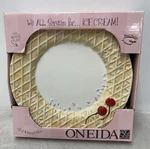 Oneida Dessert Plate Ice Cream Waffle Cone 8" Set Of 4 Hand Painted New Box. Fixed Price $19.88.