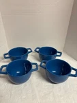 Bruntmor Set Of 4 Double Handled Ceramic Blue Soup Bowls. Fixed Price $18.99.