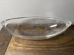 Antique Art Deco 13 Oblong Bowl- W/frosted Scroll Handles-ribbed Glass. Fixed Price $54.99.