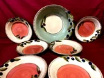 Clay Art Oliva Italiana Set Of 7 Pasta Bowls 1 Large Serving & 6. Fixed Price $119.95.