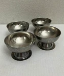 Vintage Set Of 4 Stainless Steel Desert Ice Cream Sherbert Footed Bowl Dishes. Fixed Price $44.99.