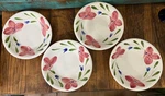 Vintage Set Of 4 Maxam 8" Wide Bowls Hand Painted Pink Flowers Made Italy. Fixed Price $34.95.