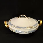 Bavaria Hutschenreuther Round Covered Vegetable Bowl Amherst Blue Gold 1925-1939. Fixed Price $76.98.