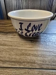 Clay Design Love Ice Cream Large Ceramic Mixing Serving Bowl Blue Script. Fixed Price $7.99.