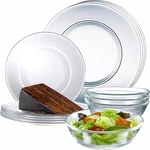 12PC Glass Dinnerware - Sleek Round Clear Plate And Bowl Sets Dishwa. Fixed Price $62.96.