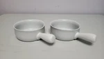 2 Crate & Barrel White Grab Bowls Round Au Gratin Baking Dish. Fixed Price $17.95.