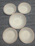 4 Vtg Corelle By Corning Peach Floral Pattern Soup/salad Bowls & Serving. Fixed Price $25.00.