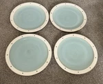 Sango Newport Aqua 4613 Dinner Plates Only Set Of Blue Rim Discontinued. Fixed Price $42.00.