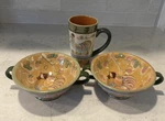 Vintage Chanticleer Zrike Co Danna Cullen 1 Rooster Mug & 2 Soup Cereal Bowls. Fixed Price $28.00.