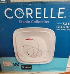 14 Pc Corelle Square Splendor Dinner Luncheon Plates Bowls Mugs Cups. Fixed Price $58.00.