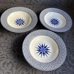 (3) Casual Victoria & Beale Williamsburg 9026 Starburst Blue Soup Bowl 8-5/8. Fixed Price $24.00.