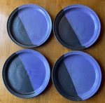 Set Of 4 Purple Black Dinner Plates Studio Pottery Glazed Stoneware Signed 10. Fixed Price $85.00.