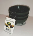 Kole Imports SET/3 Black Melamine Plastic Footed Salsa Guacamole Serving Bowls. Fixed Price $12.74.