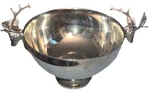Christmas Silver Tone Pedestal Bowl Deer Antlers Handles Ralph Lauren Style. Fixed Price $45.00.