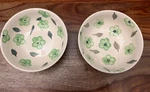 Crate & Barrel Fleur Green Flowers Stoneware Salad Set 6 Bowls 1 Serving Dish. Fixed Price $14.99.