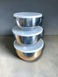 Farberware Set Of 3 Mixing Bowls With Thumb Rings Stainless Steel & Lids. Fixed Price $39.99.