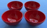 Set Waechtersbach Fun Factory Cherry Red 5 3/4" Soup Cereal Bowls Excellent. Fixed Price $79.95.