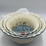 3PC-CERTIFIED International Scalloped Hand Painted Floral Serving Bowl Set New. Fixed Price $110.00.