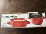 Set Of -22OZ New Red Crock Pot Dinnerware Savory Sip Ceramic Soup Bowls. Fixed Price $24.99.